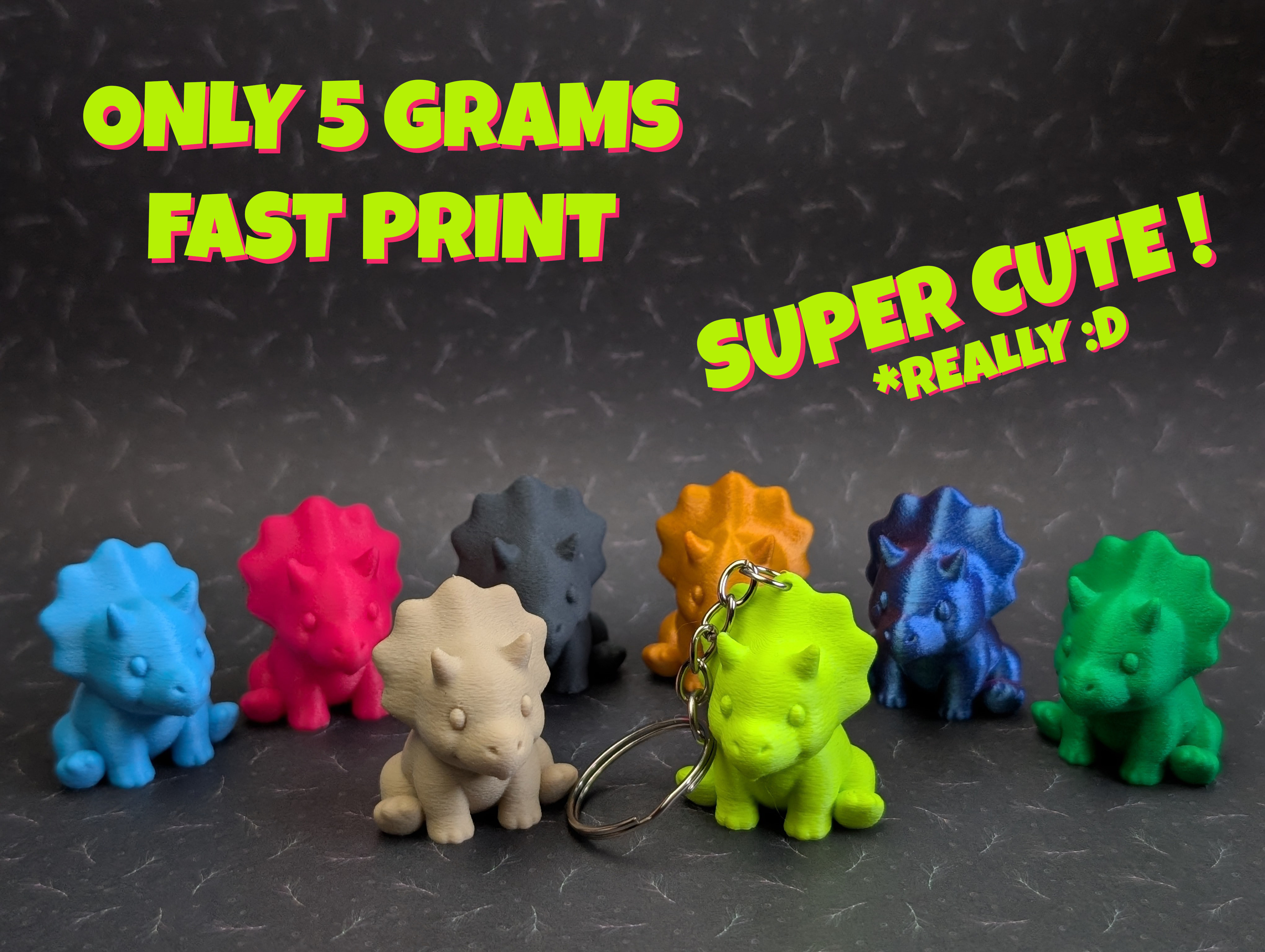 Милый мини-трикератопс в виде брелока! 🦖🔑 для 3D принтера