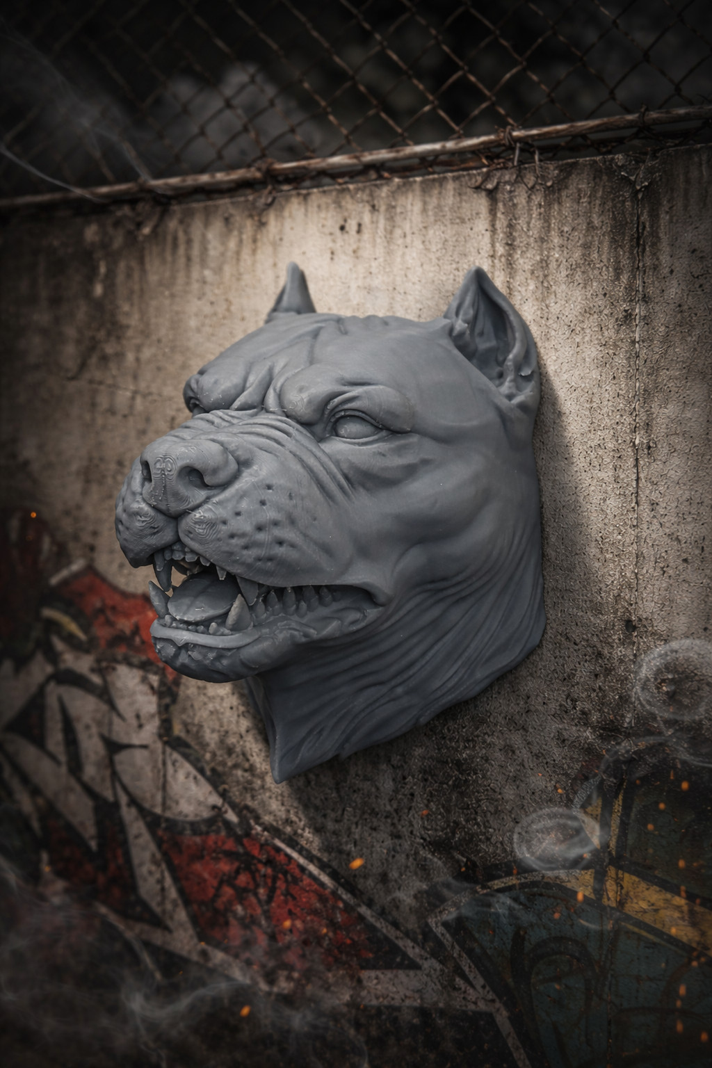 Агрессивная голова собаки — стильное украшение стены для 3D принтера