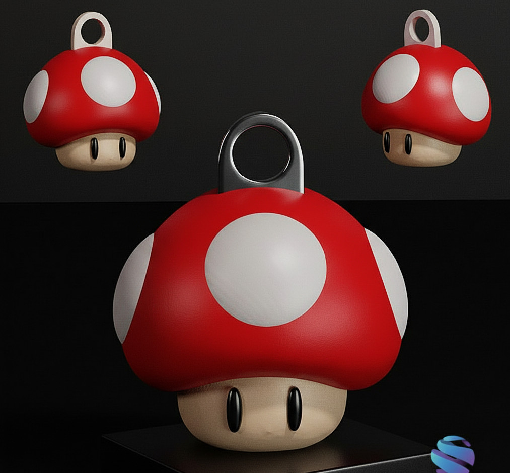 Бесплатная 3D-модель брелока Super Mario Mushroom для 3D принтера