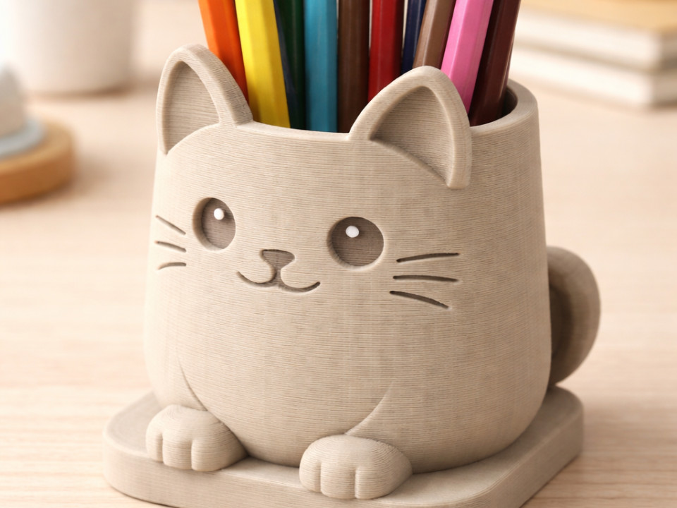 Милый котик держатель карандашей — идеальный подарок! для 3D принтера