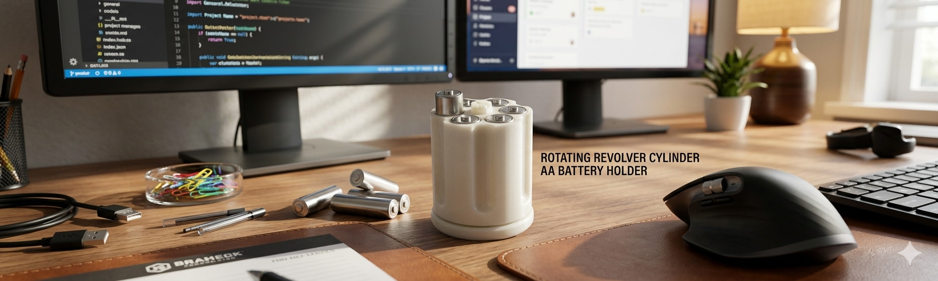 Креативный держатель батареек в виде револьверного барабана для 3D принтера