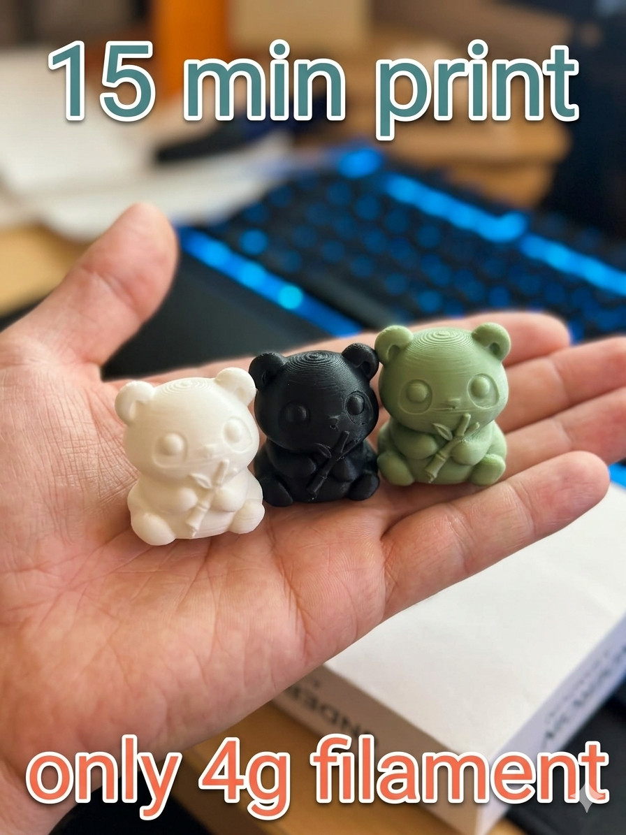 Милый мини-панда — быстрая печать фигурки для 3D принтера