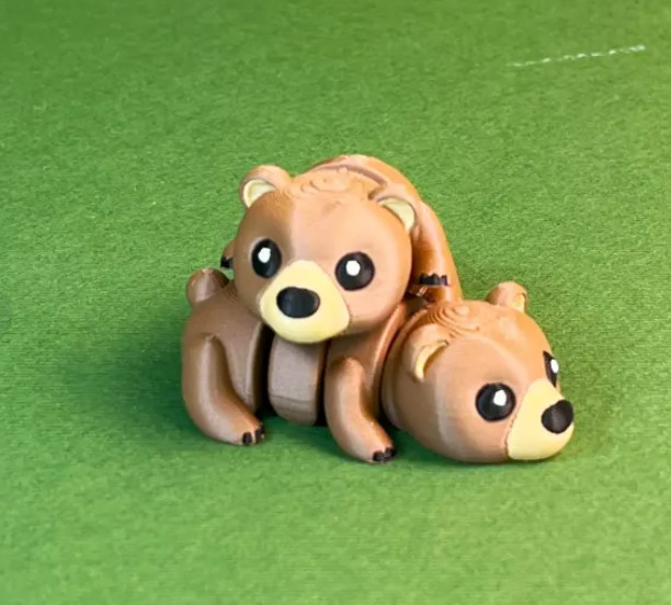 3D Модель Милого Флекси-Медведя Гризли для 3D принтера