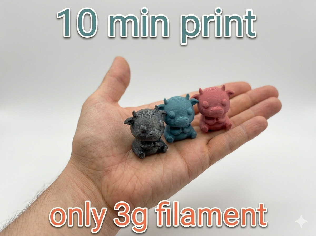 Милый мини-корова — крошечная модель животного для 3D принтера