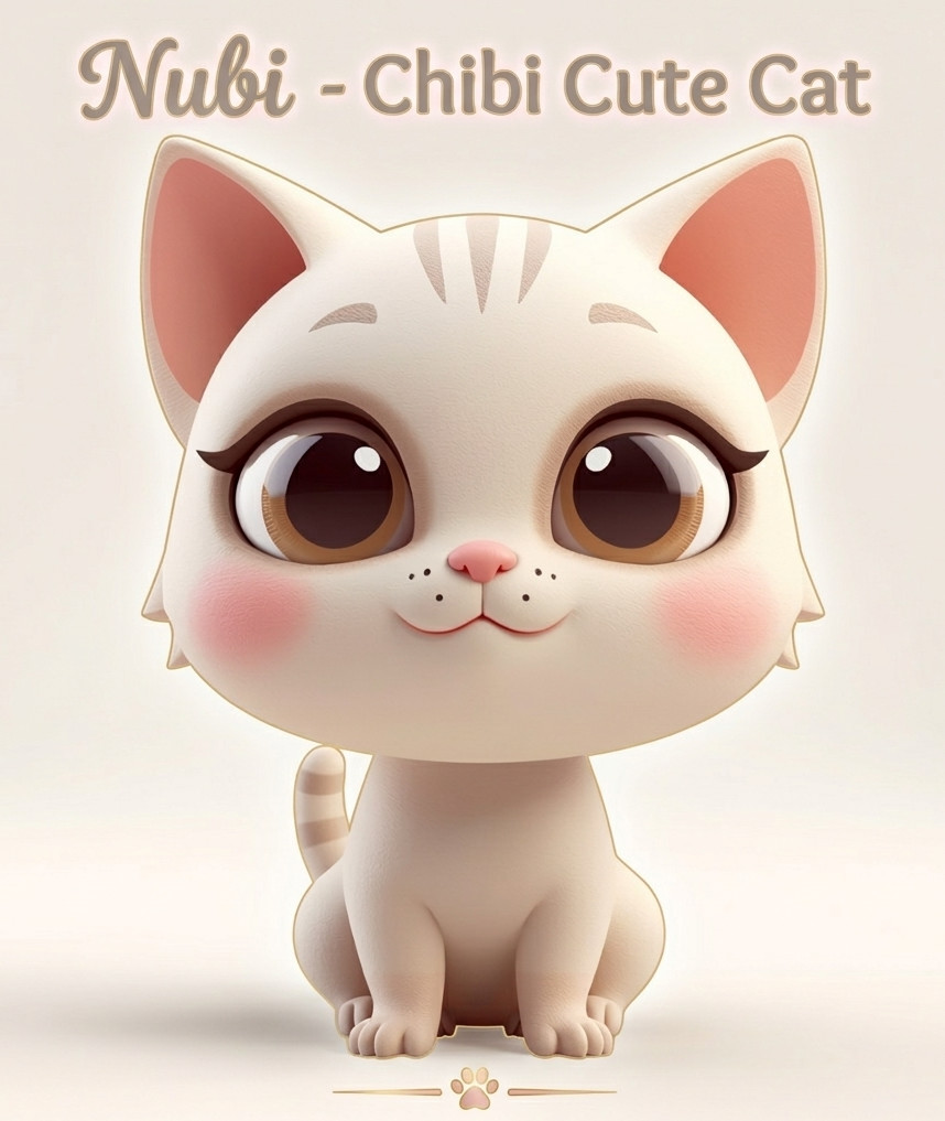 Скачай милого котика Nubi — 3D модель chibi cat для 3D принтера