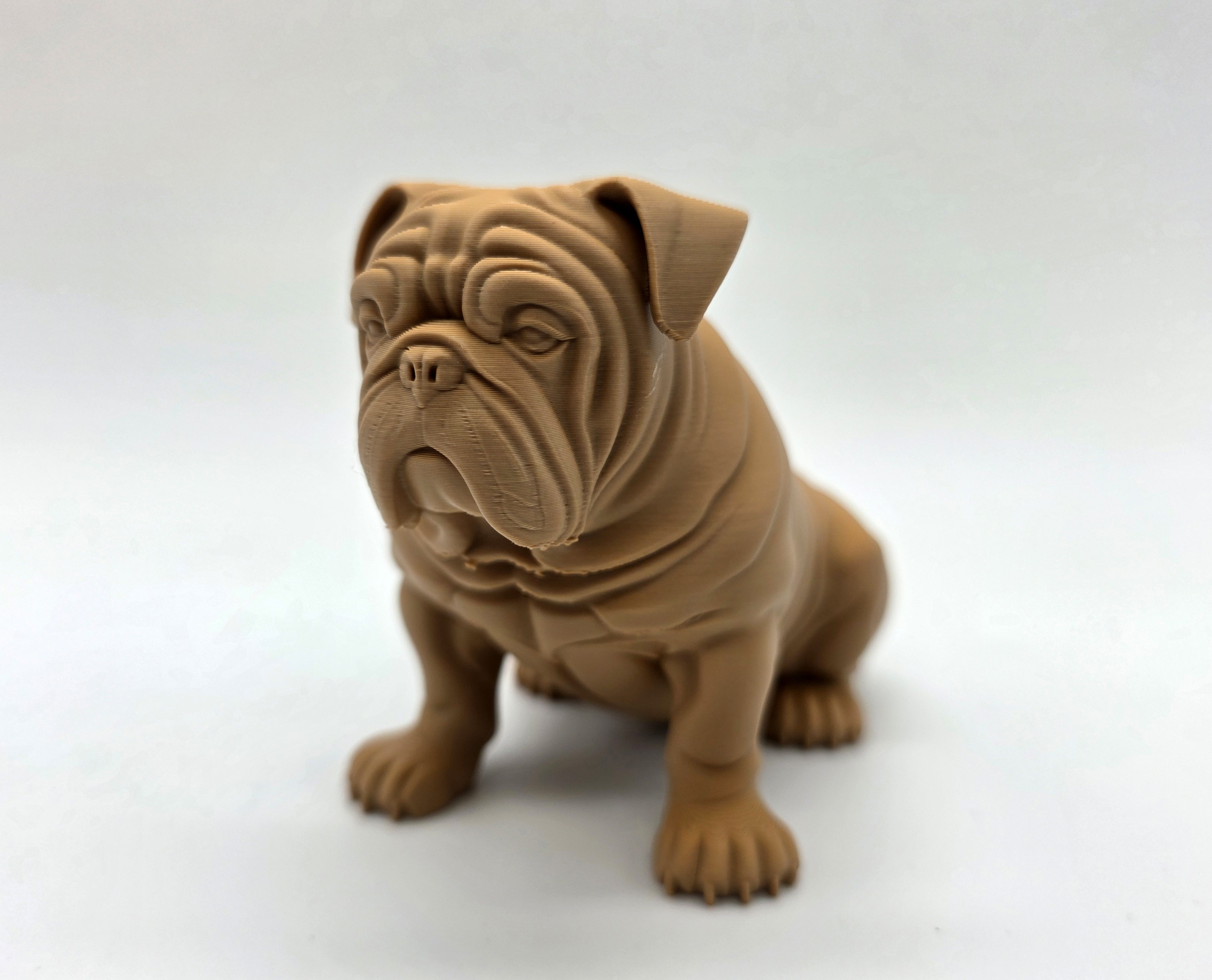 Реалистичная 3D-модель сидящего английского бульдога для 3D принтера