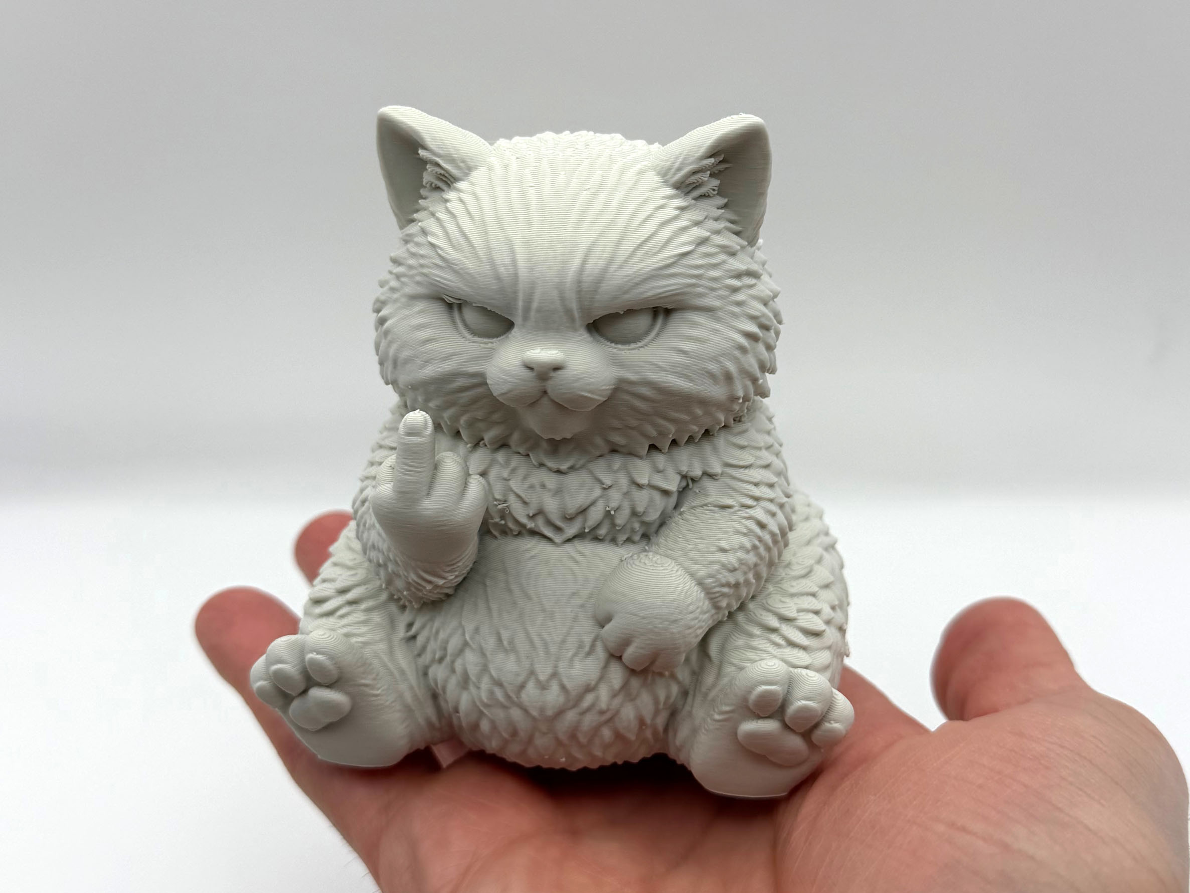 Забавная 3D-модель угрюмого пушистого котёнка Grumpy Fluff Kitten для 3D принтера