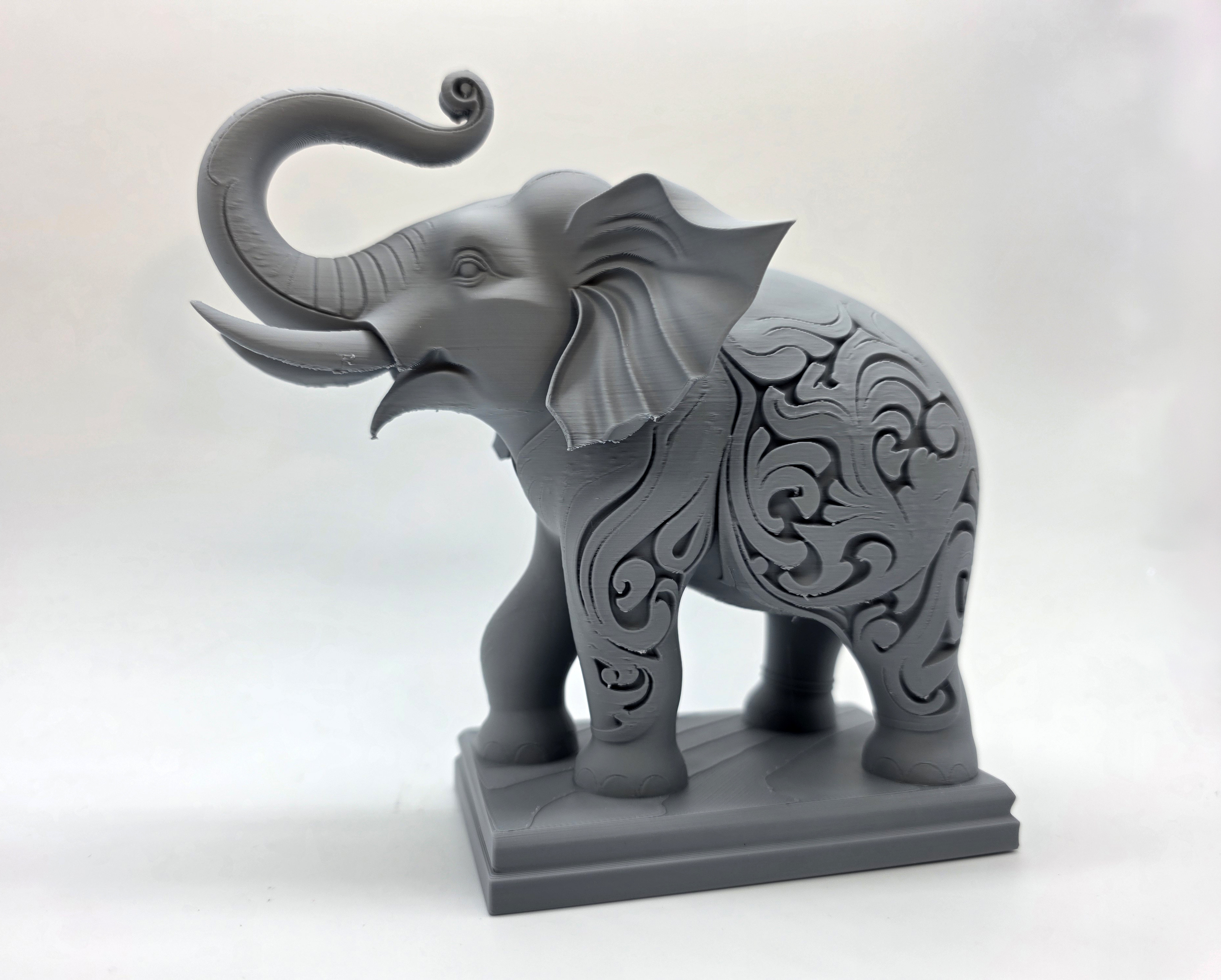 Ornately Carved Elephant on Pedestal для 3D принтера