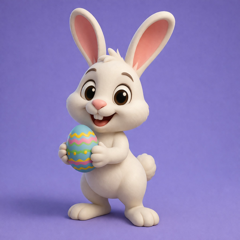 Пасхальный кролик с яйцом — милый 3D персонаж для 3D принтера