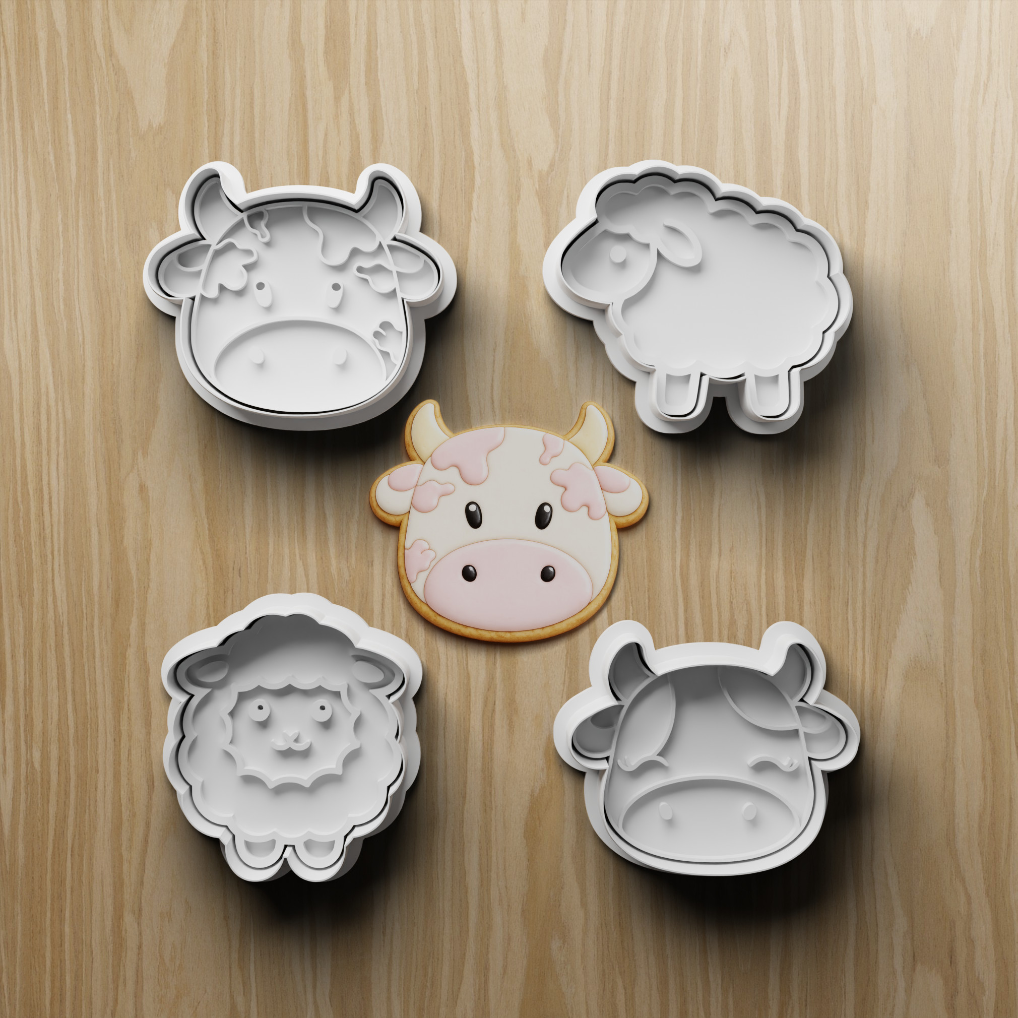 Набор формочек для печенья "Фермерские животные" — 3D-печать корова, овечка для 3D принтера