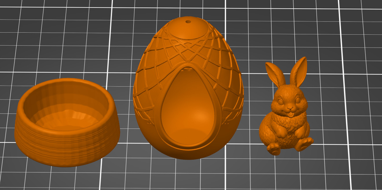 Пасхальная радость: зайчик, яйцо и поддержка в 3D-модели для 3D принтера