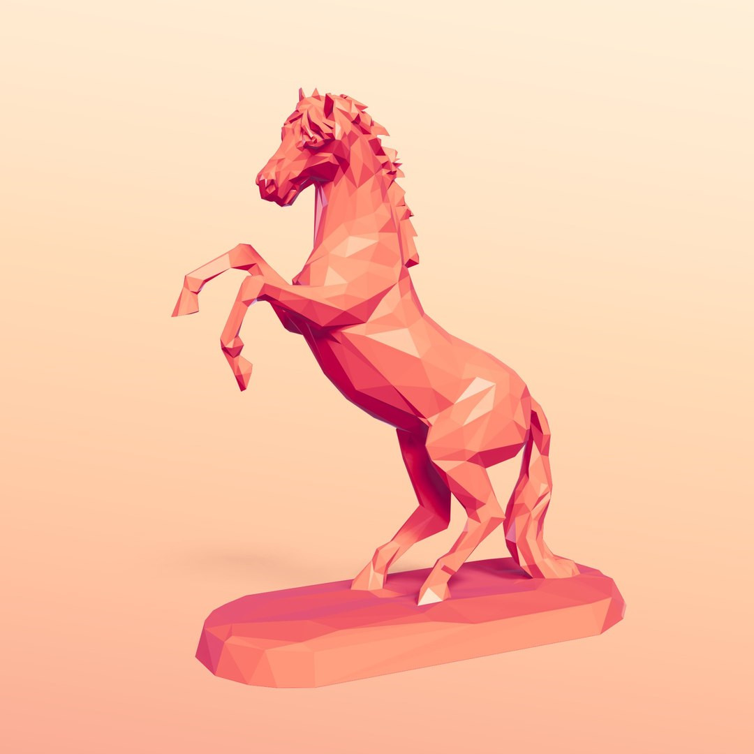LowPoly Cartoon Horse Figurine Ready for 3D Printing для 3D принтера