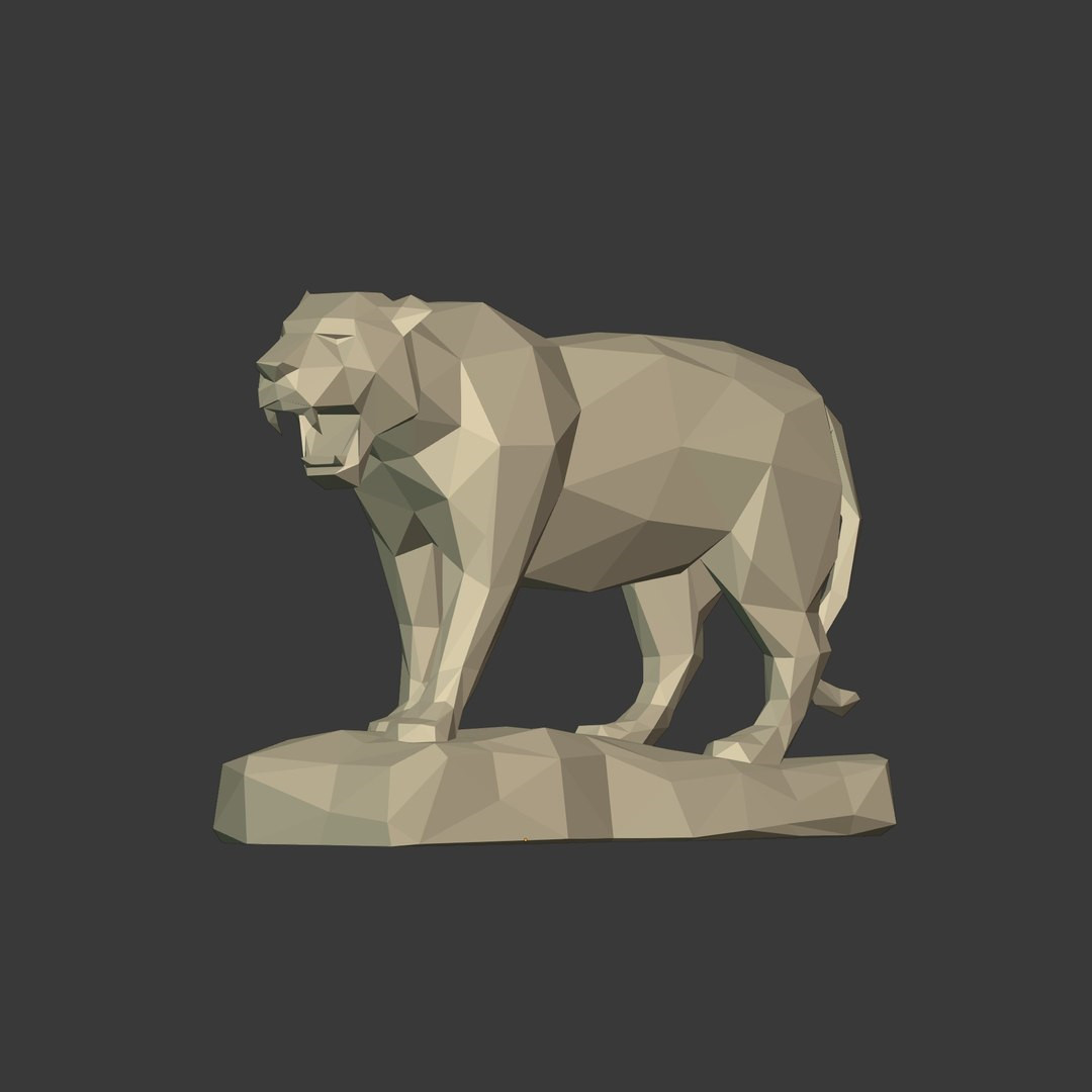 Low Poly Тигр Статуэтка 🐯 Готовая Модель для 3D Печати для 3D принтера