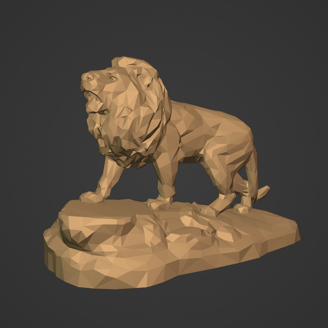 Полигональная фигурка льва — готовая модель для 3D-печати для 3D принтера