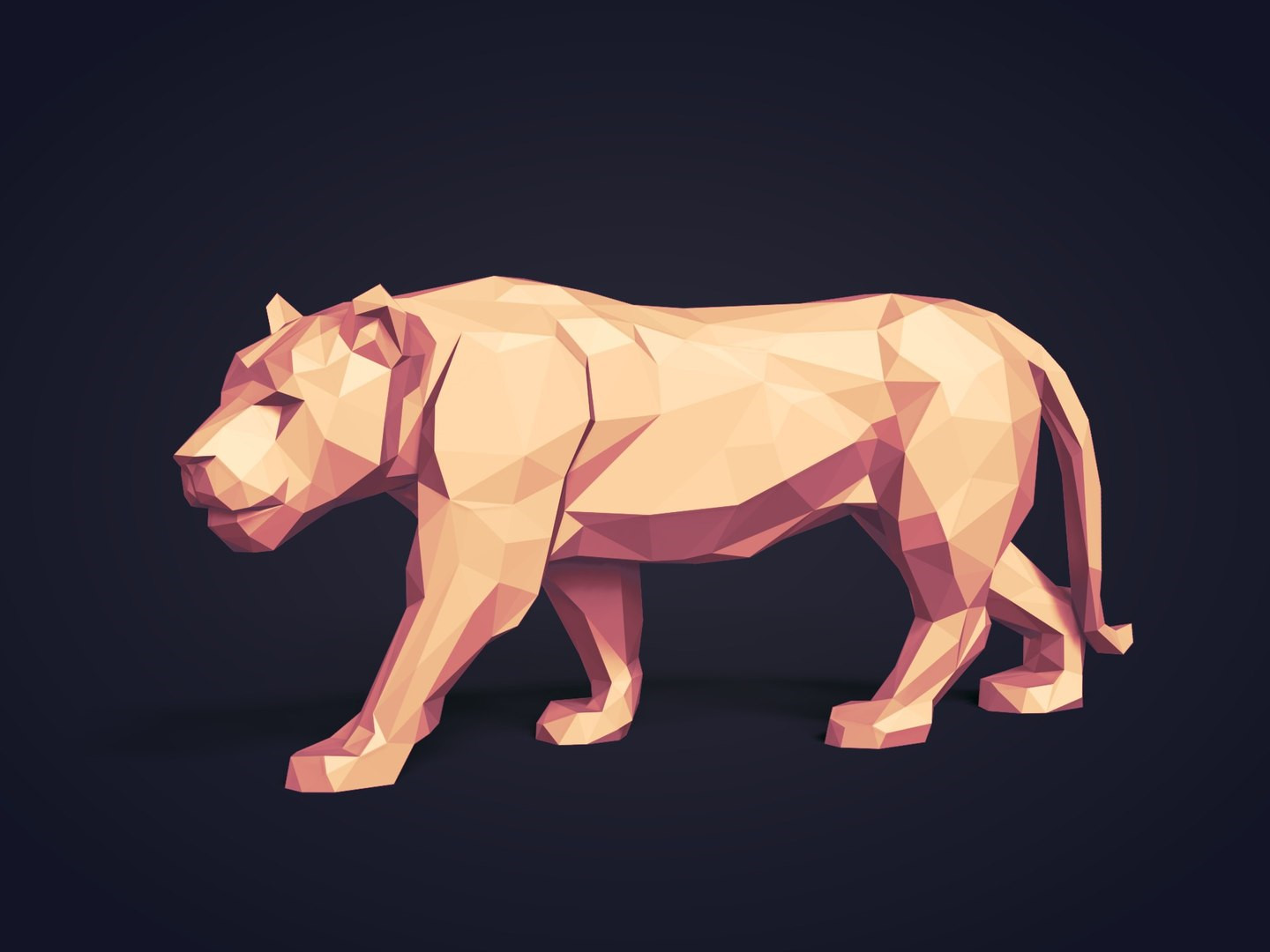 Крутая Low Poly Тигриная Фигурка 🐯 Готовая к 3D Печати для 3D принтера