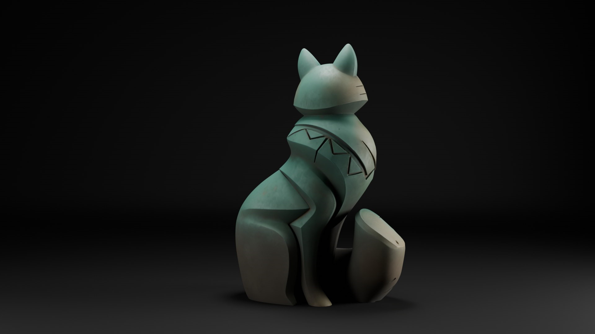 Стилизованный лис-тотем — готовая 3D-модель для игр и печати для 3D принтера