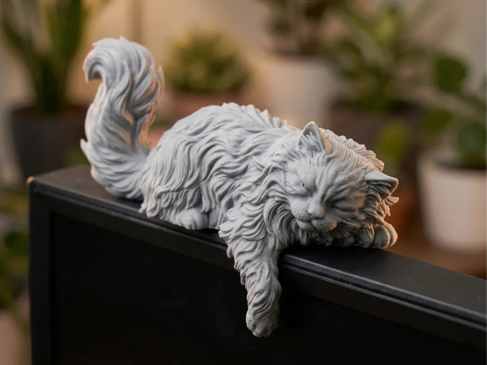 Милый котик-декорация для монитора в 3D для 3D принтера