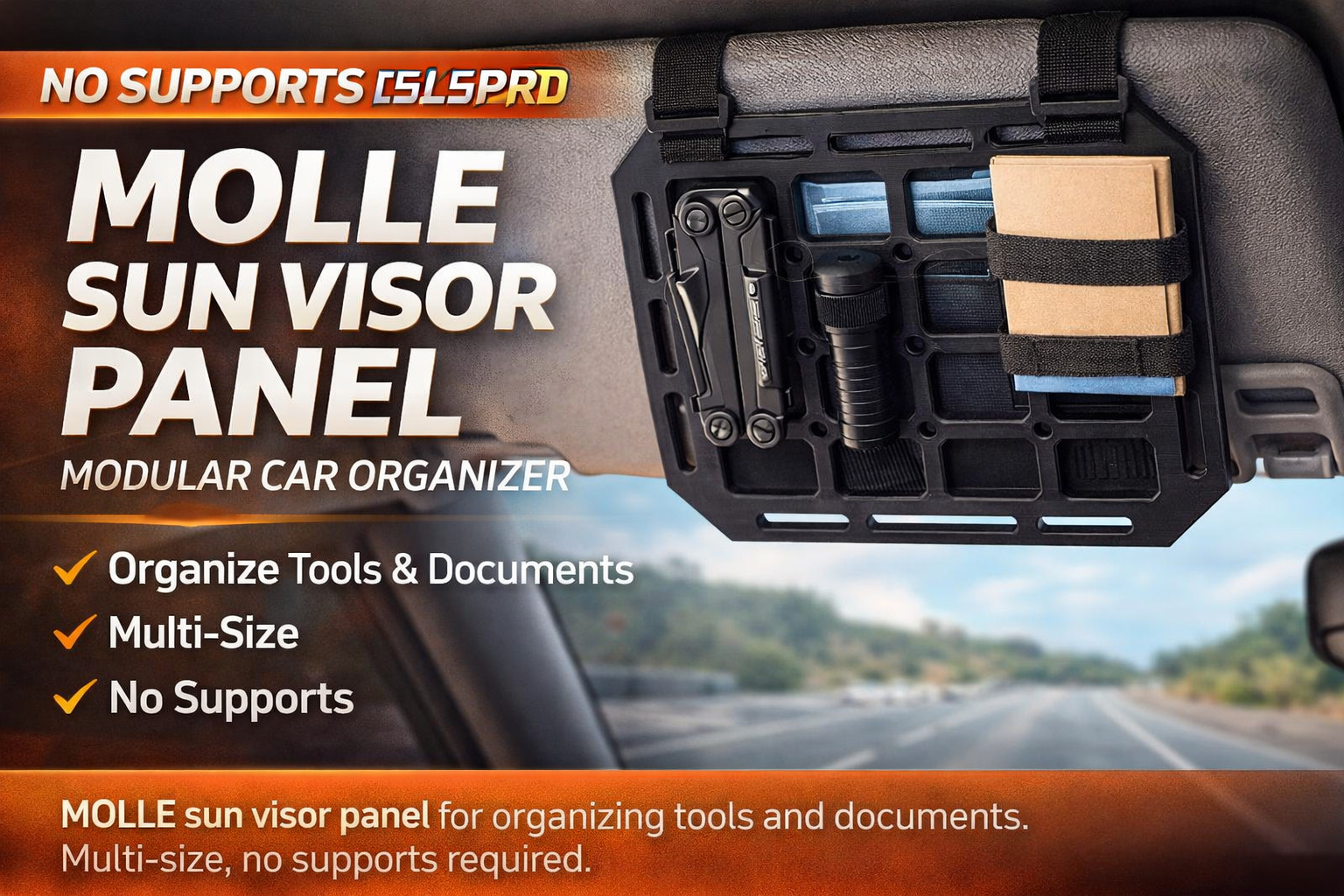 Организуй салон авто стильно! MOLLE Sun Visor Panel — модульная панель органайзер для 3D принтера